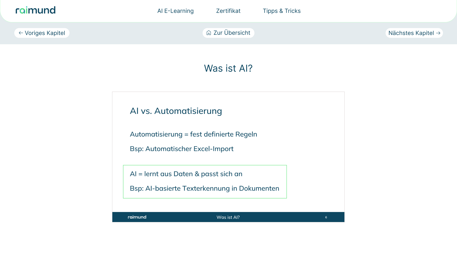 Screenshot eines raimund E-Learning Videos